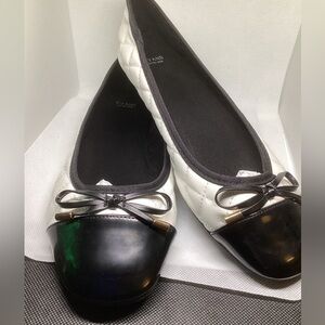 NEWT EVENS QUILTED BALLET FLATS WHITE/BLACK